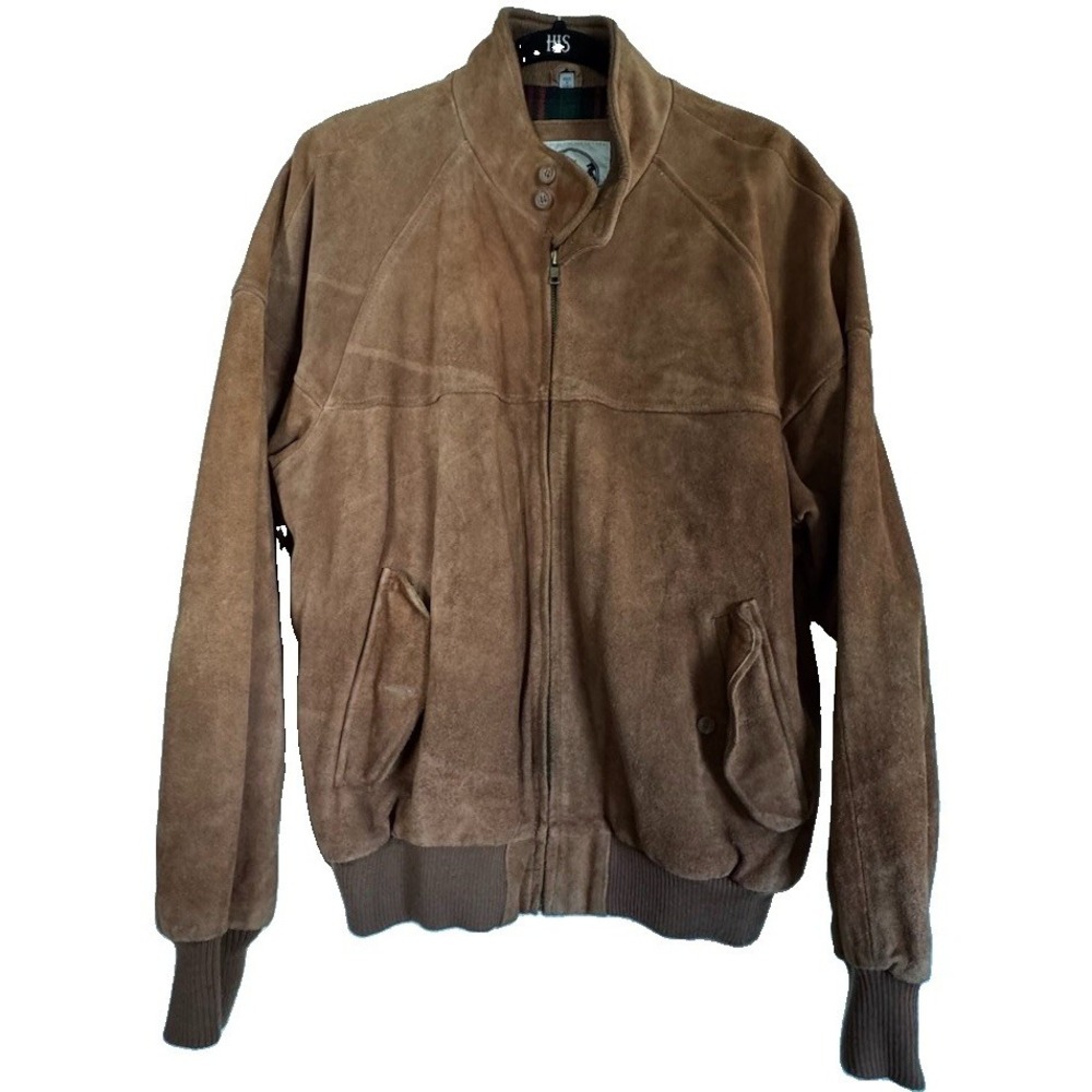 Saddlery Nubuck Suede Leather Men's Jacket Brown Size XL